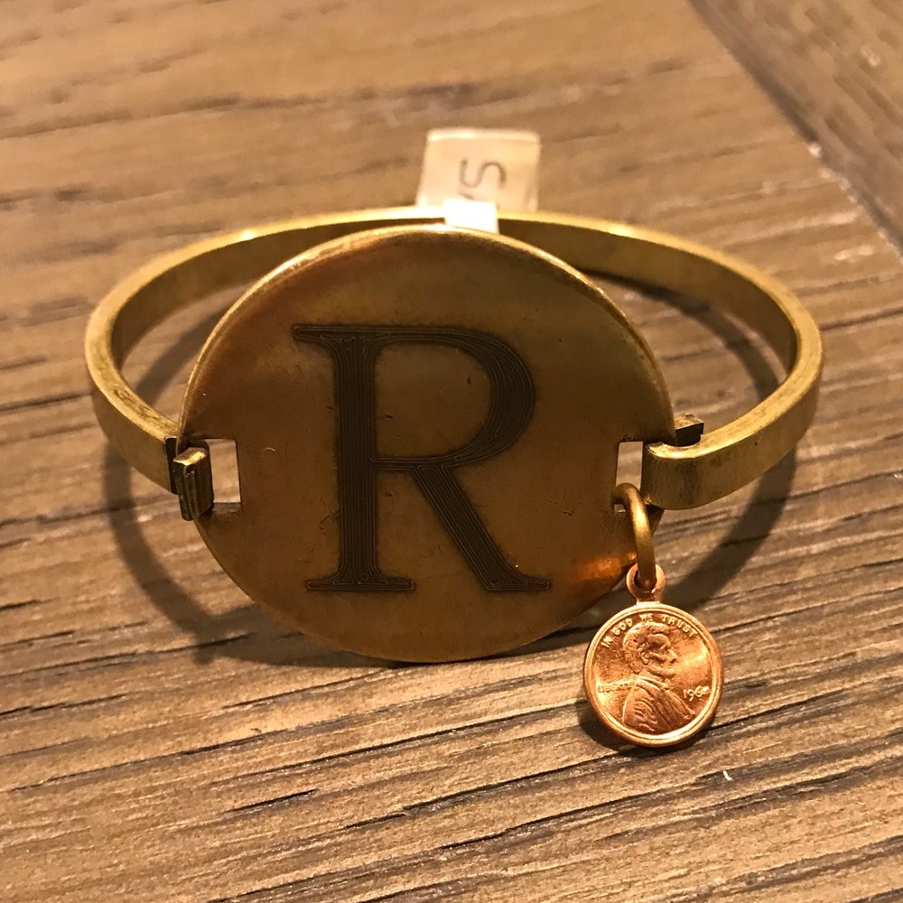 Top Shelf brass initial bracelet